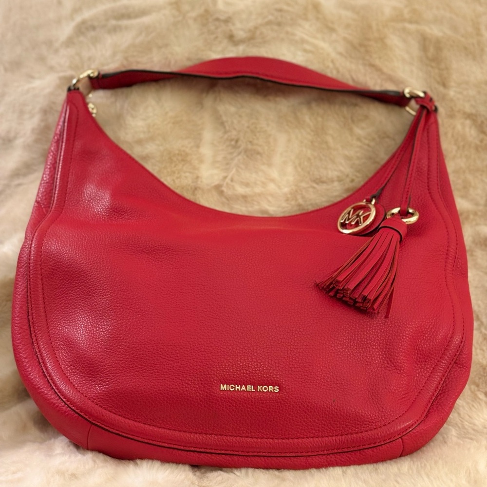 Michael Kors red hobo bag